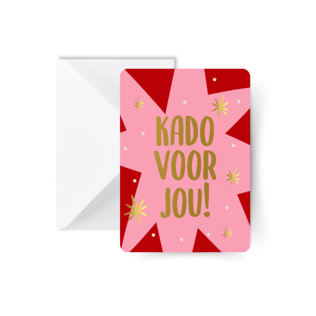 Kado voor Jou! Roze Kaart met Envelop