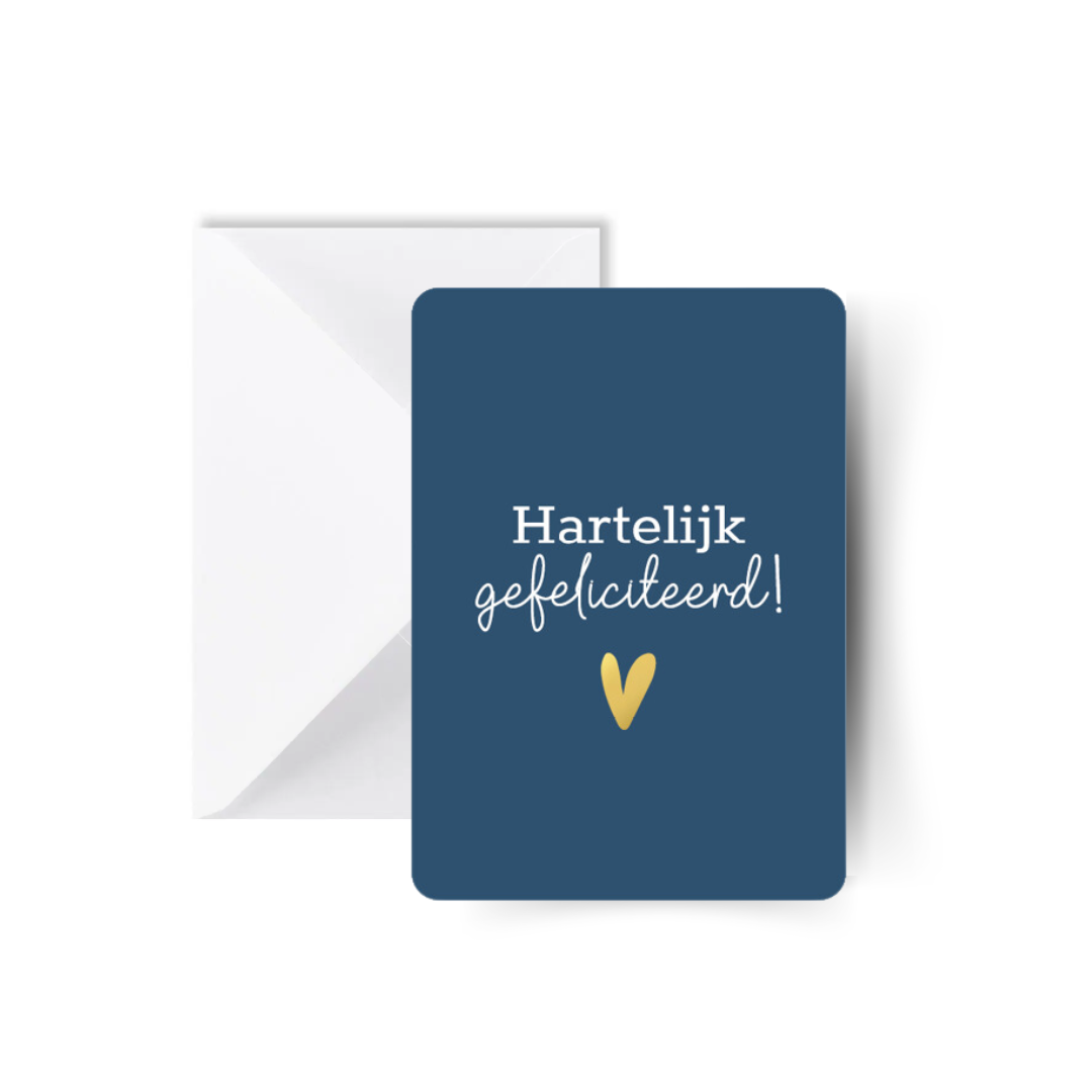 Hartelijk gefeliciteerd kaart (Blauw)