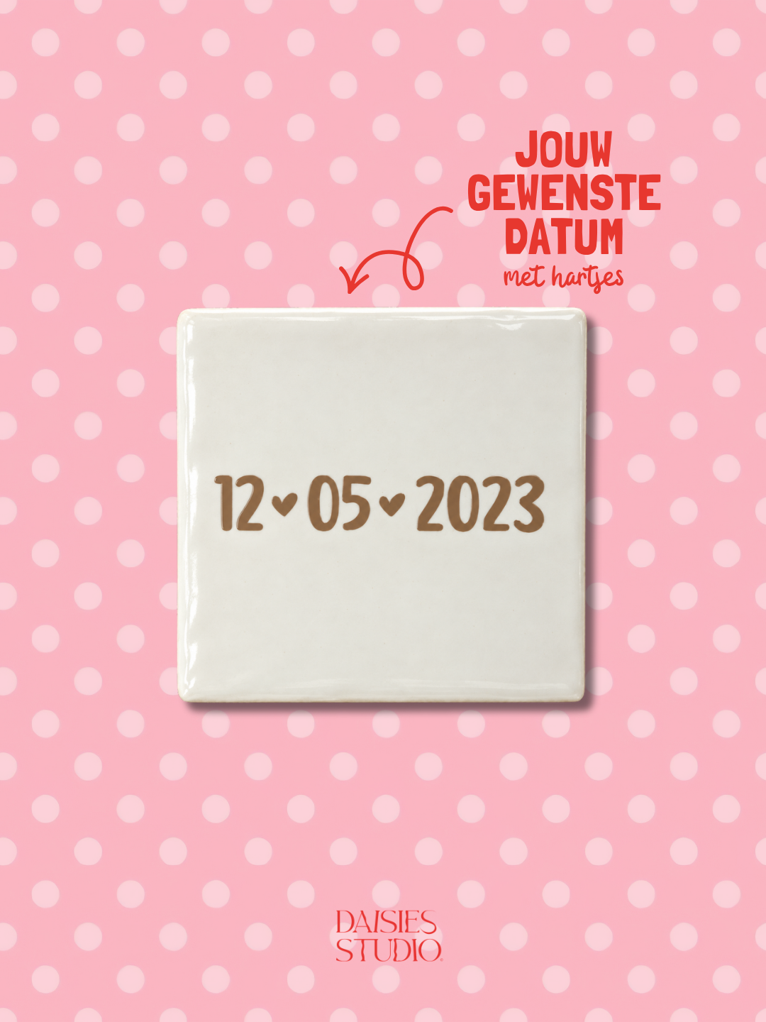 Gepersonaliseerd Tegeltje met Hartjes & Datum